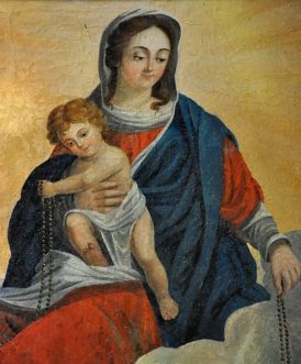 «La Vierge donne le rosaire à saint Dominique», détail