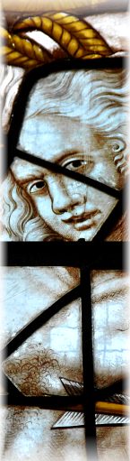 Saint Sbastien dans le vitrail Renaissance de la baie 19, dtail
