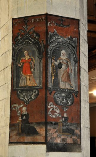 Peinture murale du XVIe siècle sur un pilier de la nef