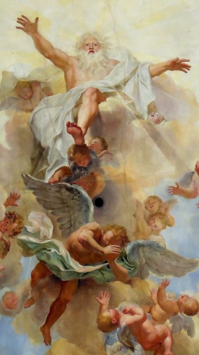 Dieu le Père dans sa gloire par Antoine Coypel, huile sur enduit  (1708-1710), détail