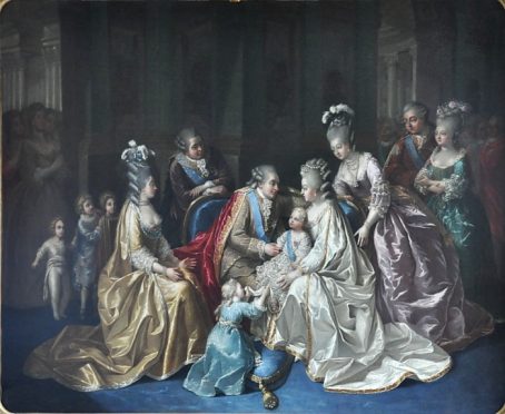 «La famille Royale réunie autour du Dauphin Louis–Joseph–Xavier–François en 1782»
