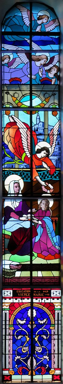 Vitrail : L'Éducation de la Vierge Marie