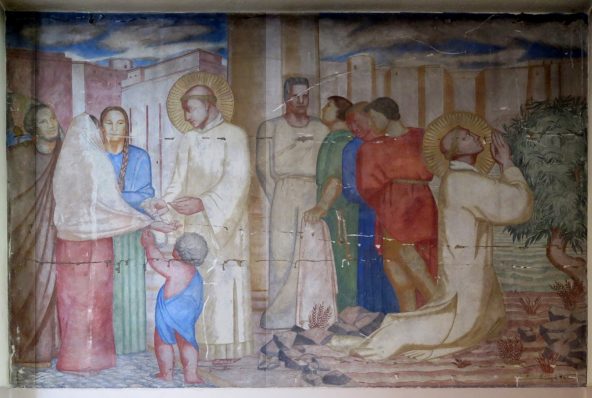 Deux épisodes de la vie de saint François d'Assise dans une fresque non signée datée 1925