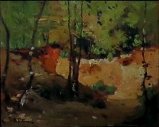 Constant Pape (1865-1920) : «La sablière de Villebon, forêt de Meudon», entre 1900 et 1910, Huile sur bois