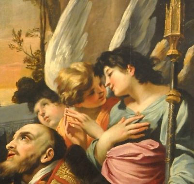 Tableau "Saint Augustin donnant son coeur à l'Enfant-Jésus", détail