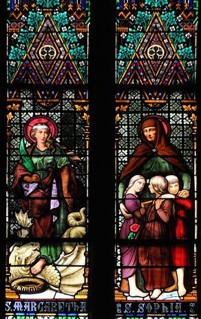Vitrail : sainte Marguerite et sainte Sophie