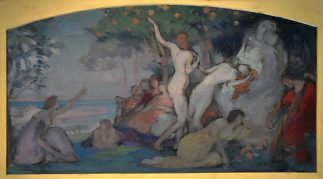 «Étude pour L'île heureuse» par Victor Prouvé (1858–1943), huile sur toile, réplique