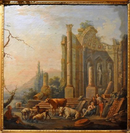 «Scène pastorale dans un paysage en ruine» par Jean–Baptiste Claudot