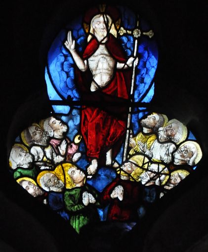 L'Ascension dans le soufflet d'un tympan de la nef (Fin du XVe siècle)