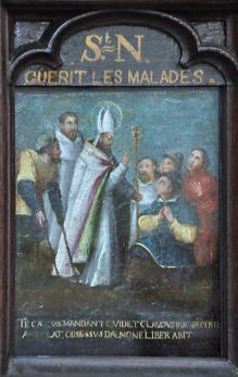 Panneau peint du XVIe siècle : Saint Nicolas guérit les malades