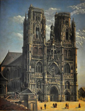 «Façade de la cathédrale» par C.A. Platard, XIXe  siècle, École française