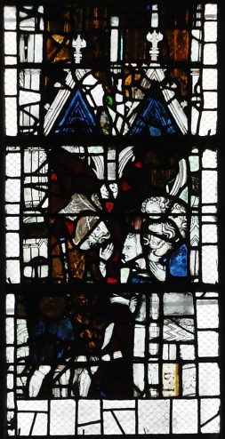 Fragments de vitraux de l'histoire de saint Michel,