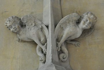 Sculpture Renaissance de deux angelots ailés adossés