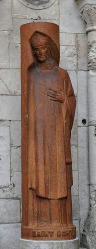 Statue de saint Bont sur la façade