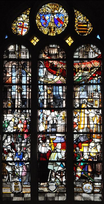 «Messe à Notre–Dame en mémoire de la reprise de la ville en 1563», vitrail du XIXe siècle reconstitué