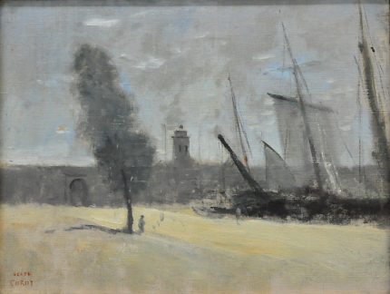 «Dunkerque, remparts et porte d'entrée du port» de Camille Jean–Baptiste Corot (1796–1875), 1873