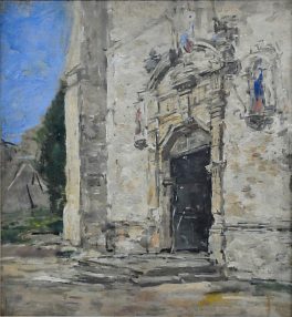 «Porte de l'église de Touques aux trois statues» d'Eugène  Boudin (1824-1898), vers 1888-1895