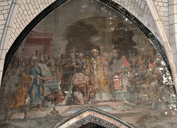 Fresque de Louis Germain, "Le baptême de Clovis"