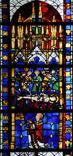 Vitrail de 1290, martyre de saint Vincent