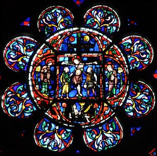 La Crucifixion, vitrail de 1240