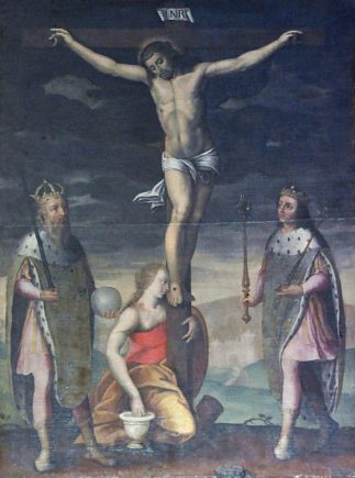 «Le Christ en croix entre saint Charlemagne et saint Louis»
