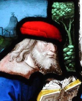 Saint Joachim dans le vitrail de l'Éducation de la Vierge