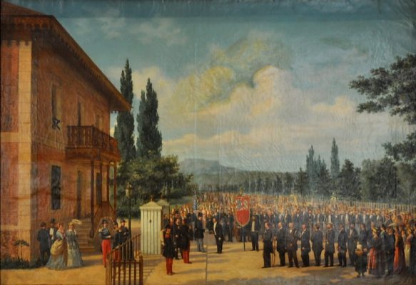 "Présentation de la fanfare de Dijon à Napoléon III" de Victor Probst, 1868