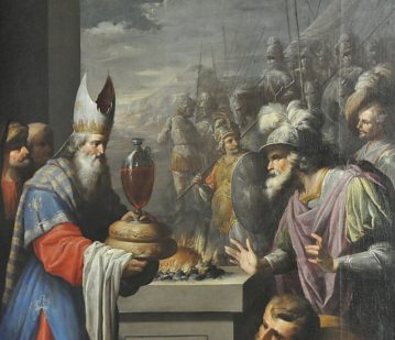 «La Rencontre d'Abraham et de Melchisédech», détail.