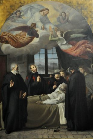 «La Mort de saint Camille de Lellés» par Antoine Sublet (1821-1897) Huile sur toile de 1856