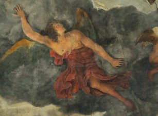 Un ange guide le char d'Élie vers le ciel (Walthère Damery)