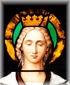 Sainte Élisabeth de Hongrie dans un vitrail de l'abside, détail