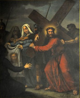 Chemin de croix, station VI : « Véronique essuie la face de Jésus»