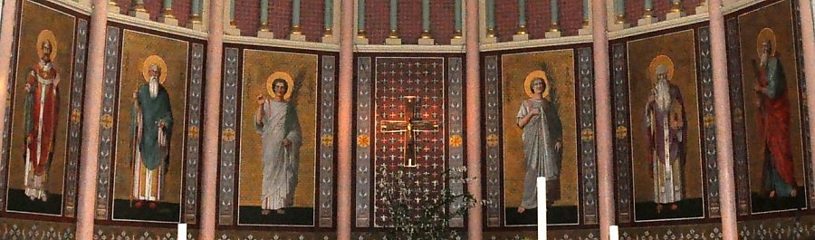 De gauche à droite : Saint Thomas, saint Mellon, saint Gervais, saint Protais, saint Vitrice et saint André