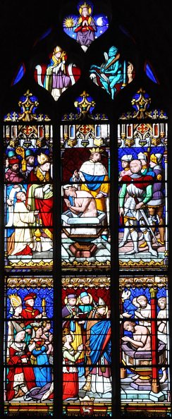 Vitrail du Baptême de Clovis avec sainte Jeanne d'Arc,