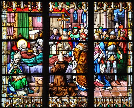 Vitrail de la vie de saint Vivien : la Mort de saint Vivien (?)
